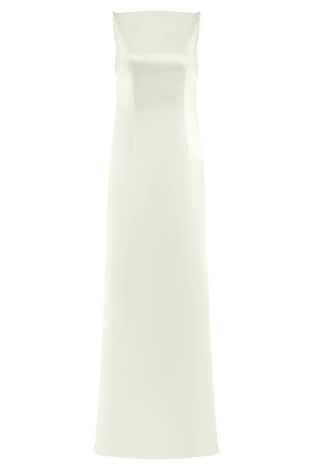 Violet Sleeveless Satin Maxi Dress - White