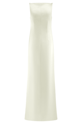 Violet Sleeveless Satin Maxi Dress - White