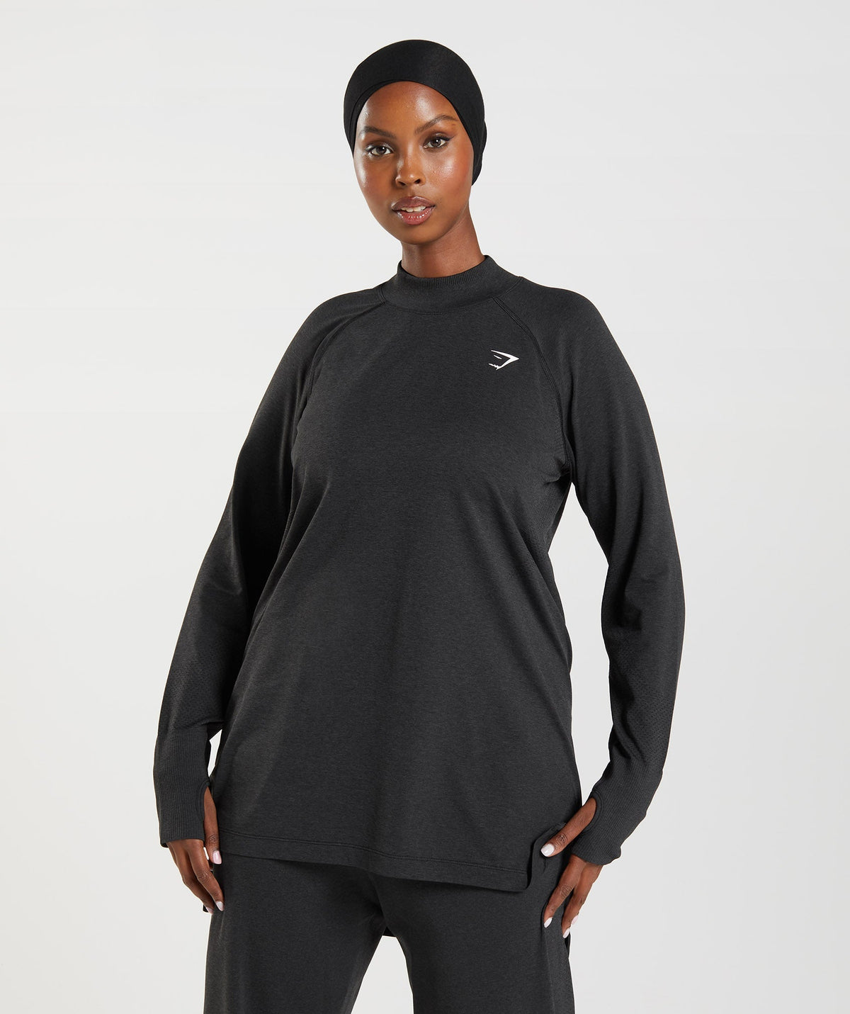 Gymshark Vital Long Line Top - Black Marl