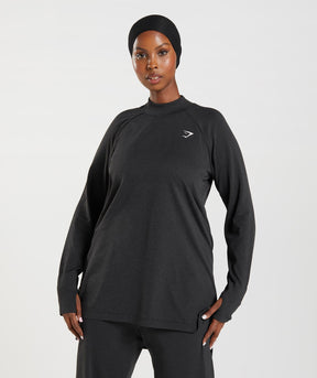 Gymshark Vital Long Line Top - Black Marl