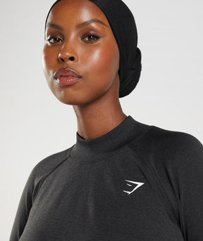 Gymshark Vital Long Line Top - Black Marl