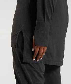 Gymshark Vital Long Line Top - Black Marl