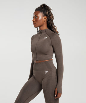 Gymshark Vital Midi Zip Up Jacket - Brown Marl