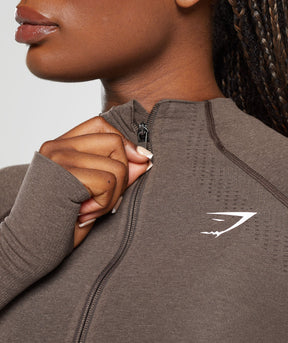 Gymshark Vital Midi Zip Up Jacket - Brown Marl