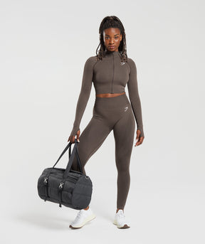 Gymshark Vital Midi Zip Up Jacket - Brown Marl