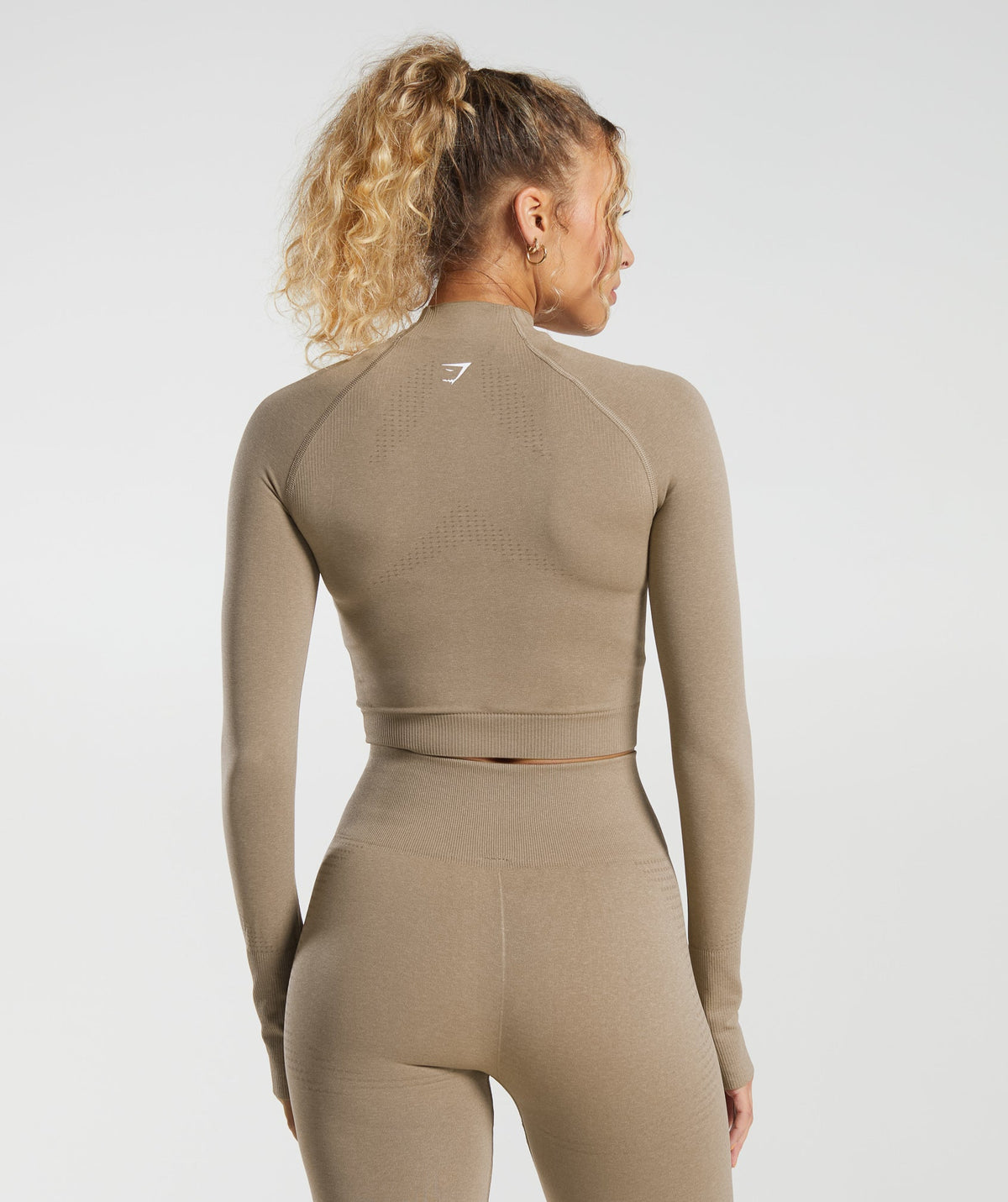 Gymshark Vital Midi Zip Up Jacket - Vanilla Brown Marl