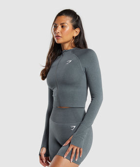 Gymshark Vital Midi Zip Up Jacket - Strong Grey Marl