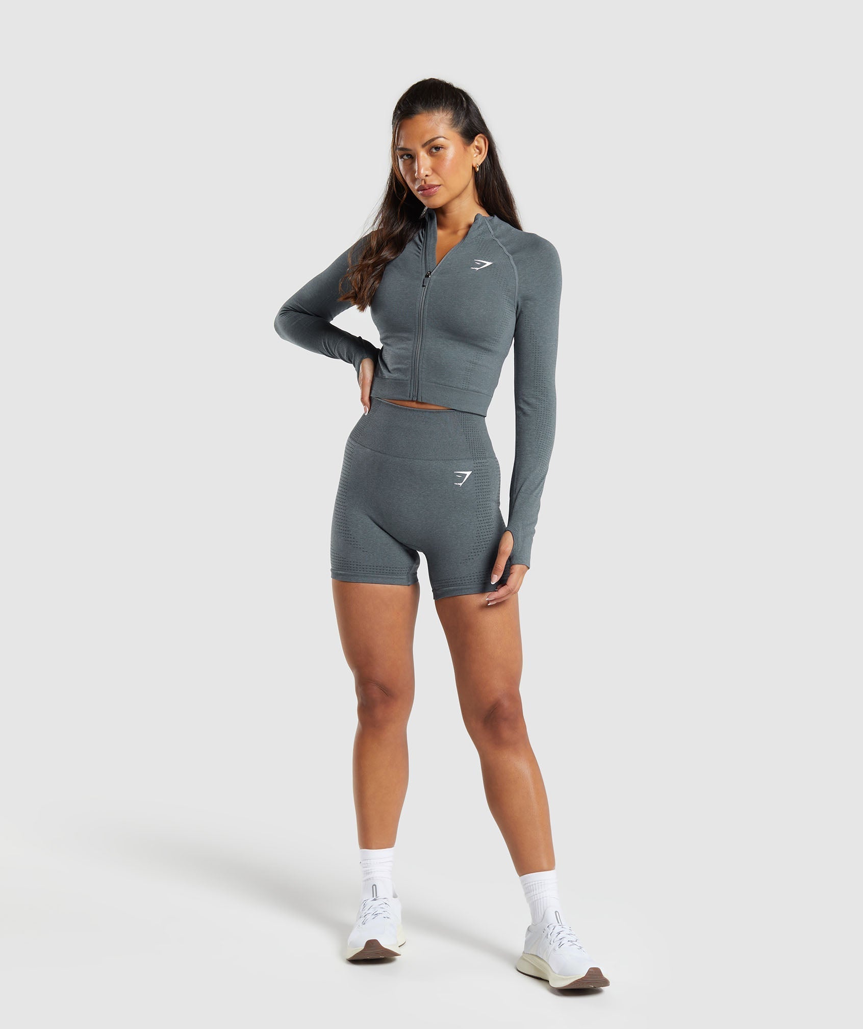 Gymshark Vital Midi Zip Up Jacket - Strong Grey Marl