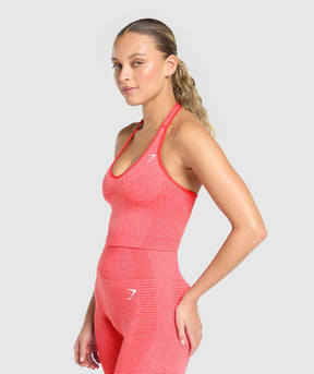 Gymshark Vital Halter Neck Tank With Shelf - Coral Red Marl