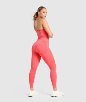 Gymshark Vital Halter Neck Tank With Shelf - Coral Red Marl
