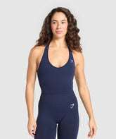 Gymshark Vital Halter Neck Tank With Shelf - Heavy Blue Marl