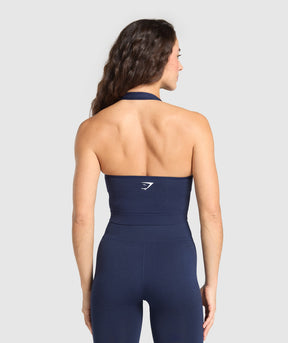 Gymshark Vital Halter Neck Tank With Shelf - Heavy Blue Marl