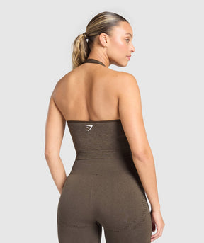 Gymshark Vital Halter Neck Tank With Shelf - Penny Brown Marl