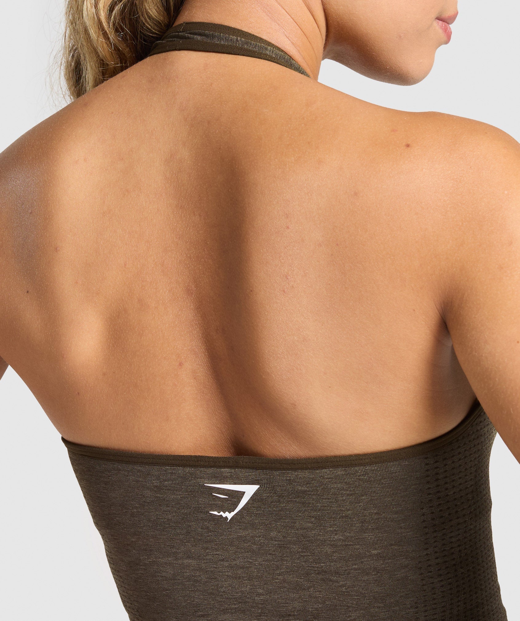 Gymshark Vital Halter Neck Tank With Shelf - Penny Brown Marl