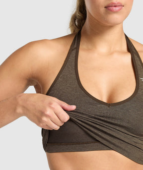 Gymshark Vital Halter Neck Tank With Shelf - Penny Brown Marl