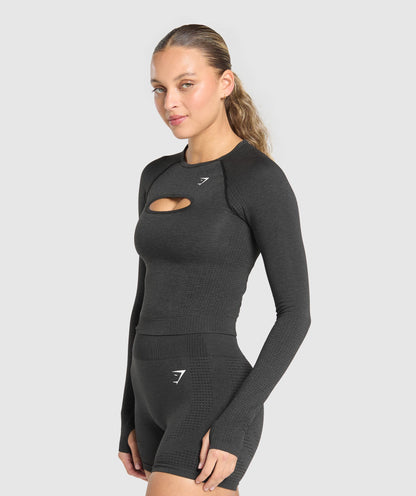 Gymshark Vital Long Sleeve Cut Out Top - Black Marl