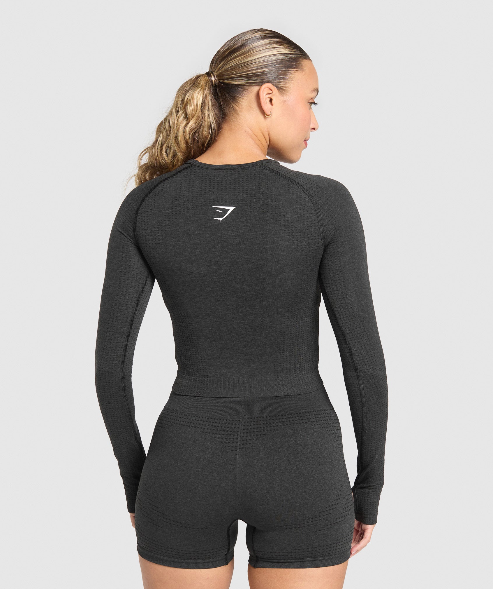 Gymshark Vital Long Sleeve Cut Out Top - Black Marl