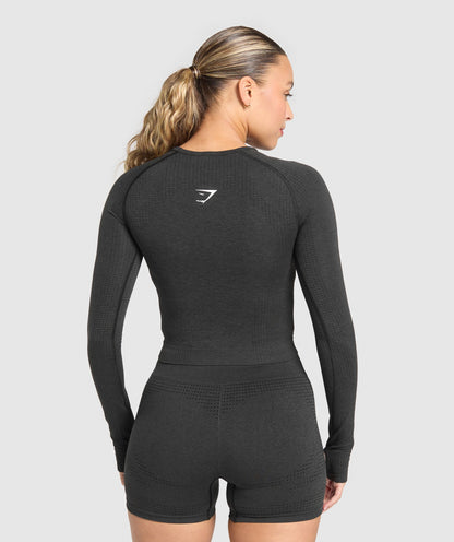 Gymshark Vital Long Sleeve Cut Out Top - Black Marl