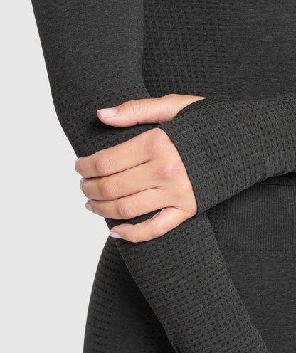 Gymshark Vital Long Sleeve Cut Out Top - Black Marl
