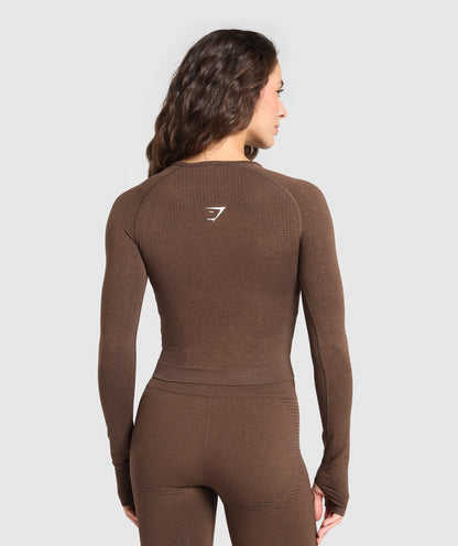 Gymshark Vital Long Sleeve Cut Out Top - Espresso Marl