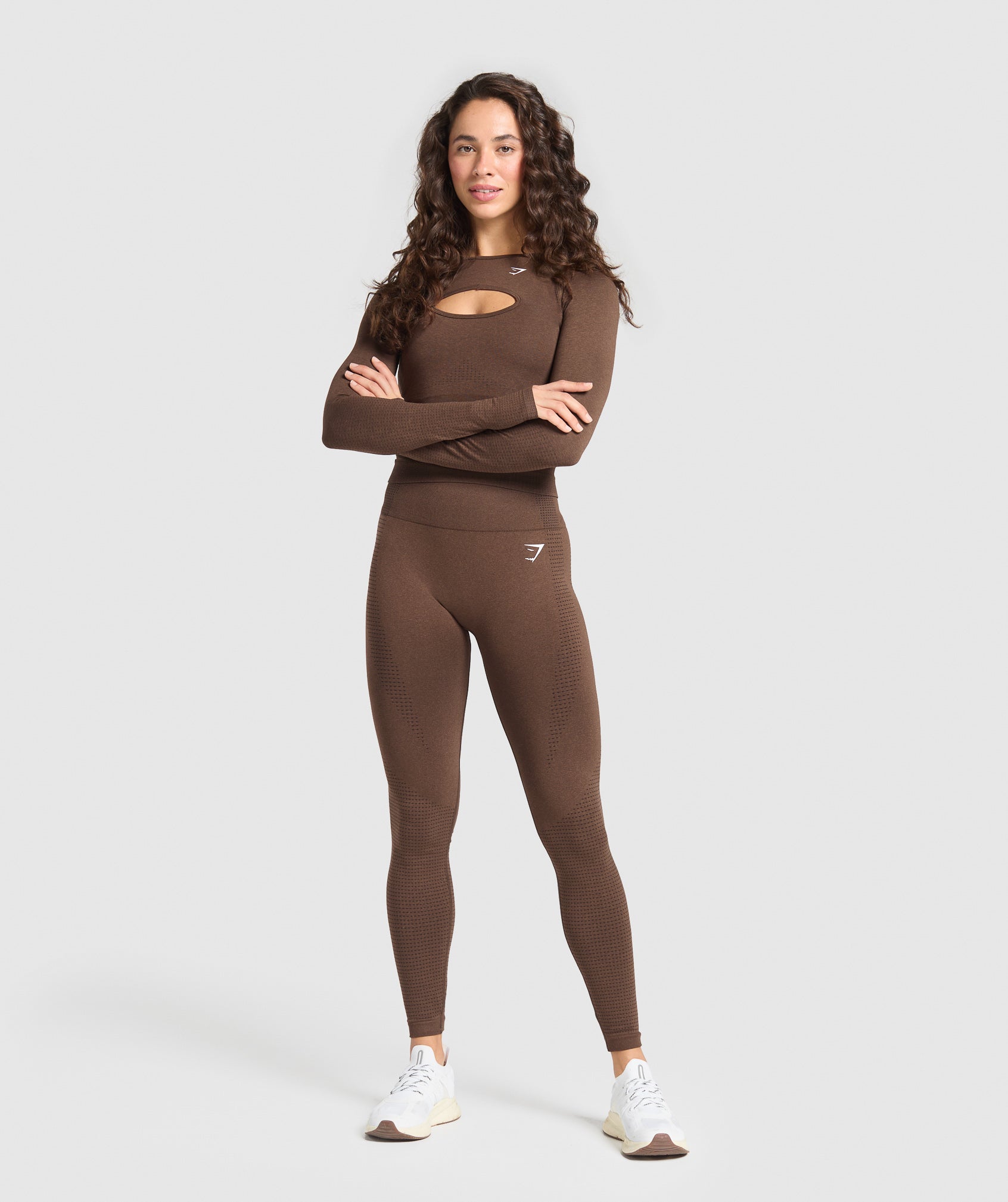 Gymshark Vital Long Sleeve Cut Out Top - Espresso Marl