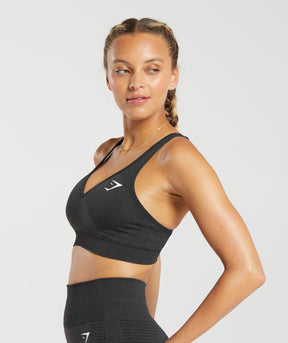 Gymshark Vital V Neck Sports Bra - Black Marl