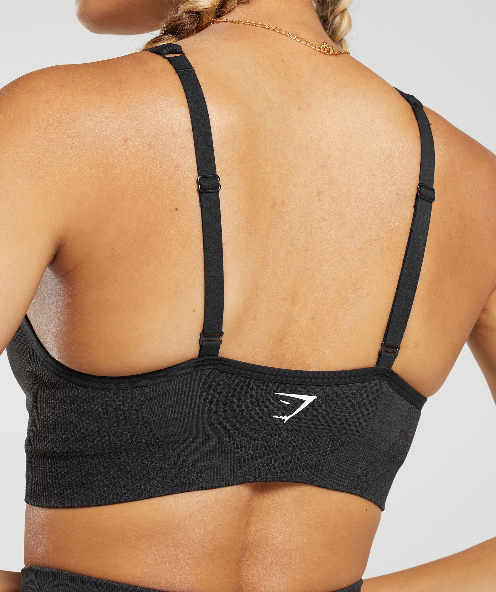 Gymshark Vital V Neck Sports Bra - Black Marl