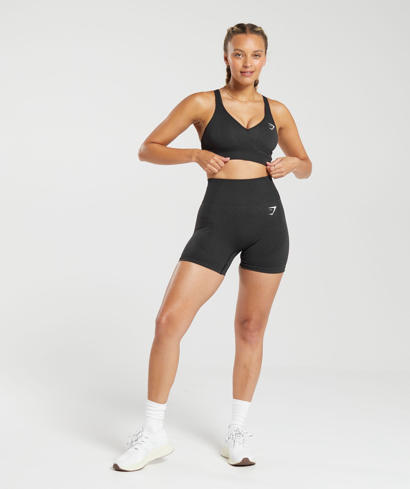 Gymshark Vital V Neck Sports Bra - Black Marl