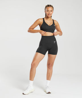 Gymshark Vital V Neck Sports Bra - Black Marl