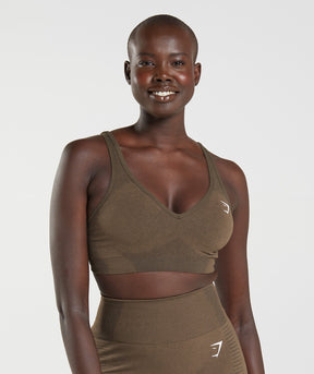 Gymshark Vital V Neck Sports Bra - Espresso Marl