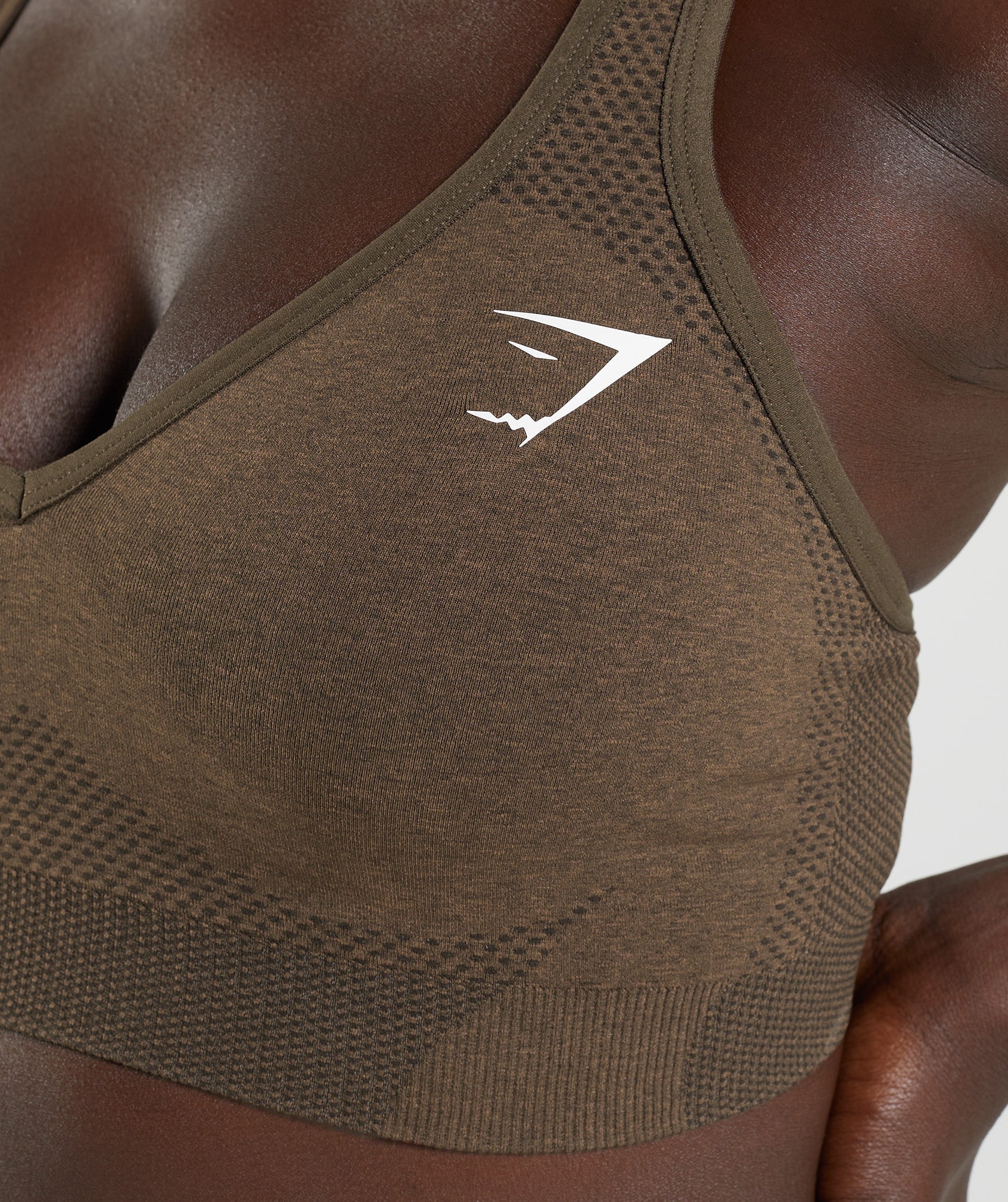 Gymshark Vital V Neck Sports Bra - Espresso Marl