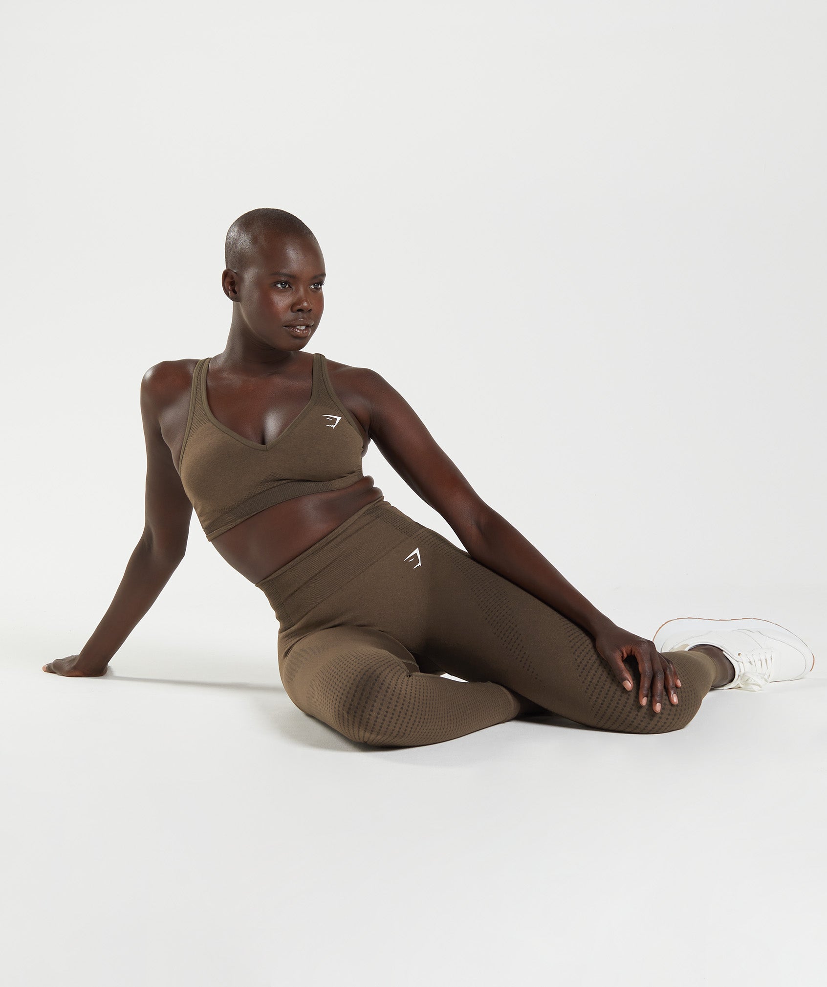 Gymshark Vital V Neck Sports Bra - Espresso Marl