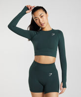 Gymshark Vital Crop Top - Woodland Green Marl