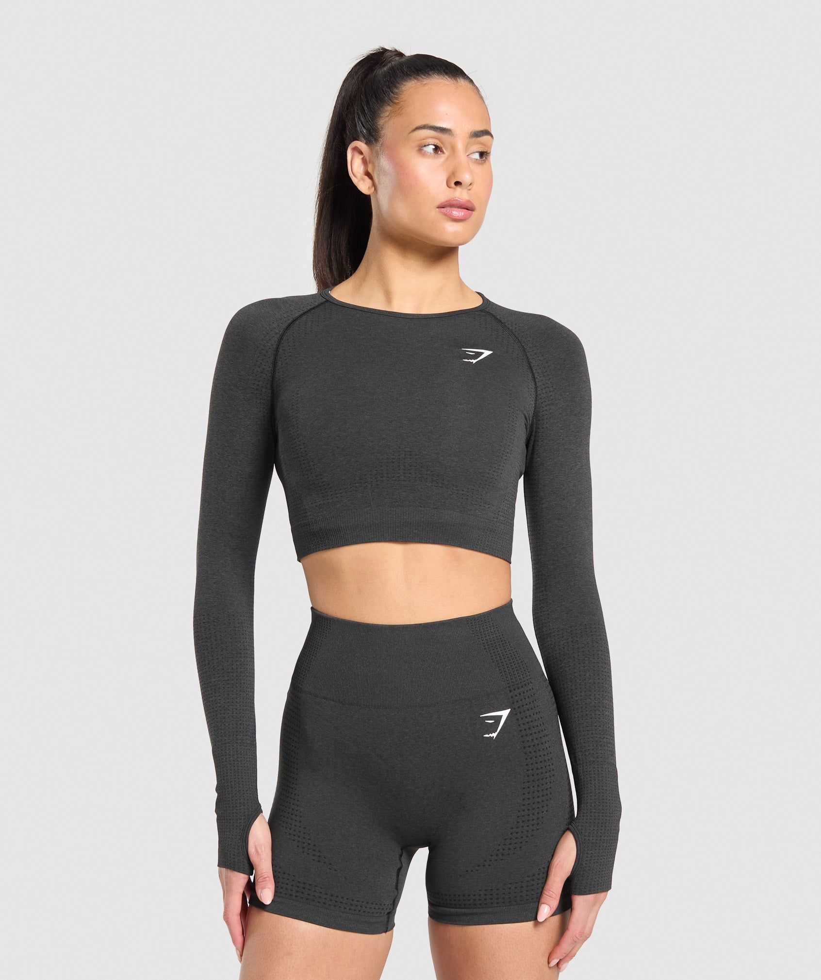 Gymshark Vital Crop Top - Black Marl