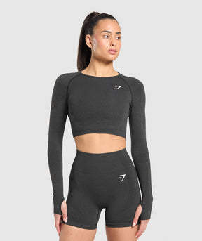 Gymshark Vital Crop Top - Black Marl