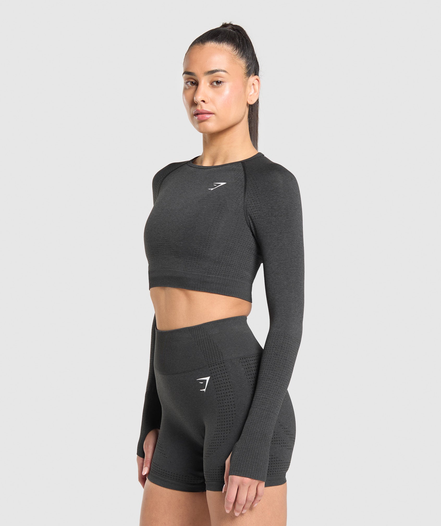 Gymshark Vital Crop Top - Black Marl