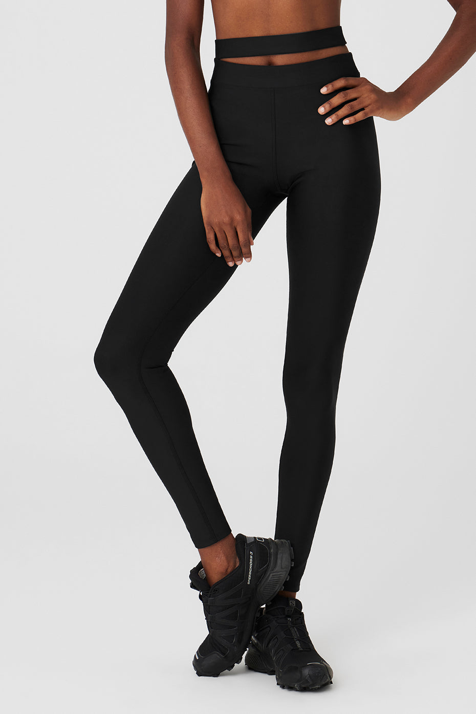 Airlift High-Waist All Access Legging in black, showcasing sculpting design and cutout strap detail for activewear.