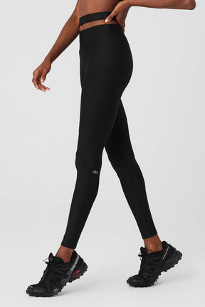 Airlift High-Waist All Access Legging in black, featuring cutout waistband and sleek design for active wear.