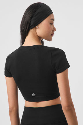 Seamless Ribbed Cropped Serene Short Sleeve