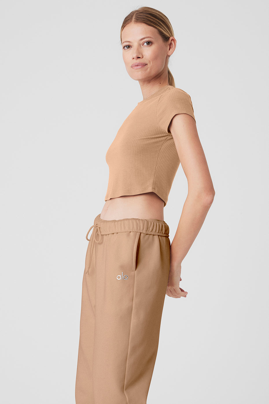 Ribbed Sea Coast Cropped Short Sleeve Tee