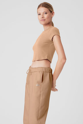 Ribbed Sea Coast Cropped Short Sleeve Tee