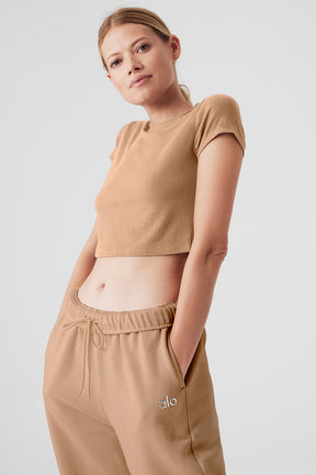 Ribbed Sea Coast Cropped Short Sleeve Tee
