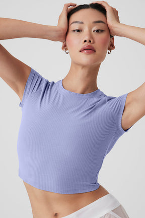 Ribbed Sea Coast Cropped Short Sleeve Tee