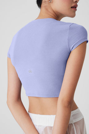 Ribbed Sea Coast Cropped Short Sleeve Tee