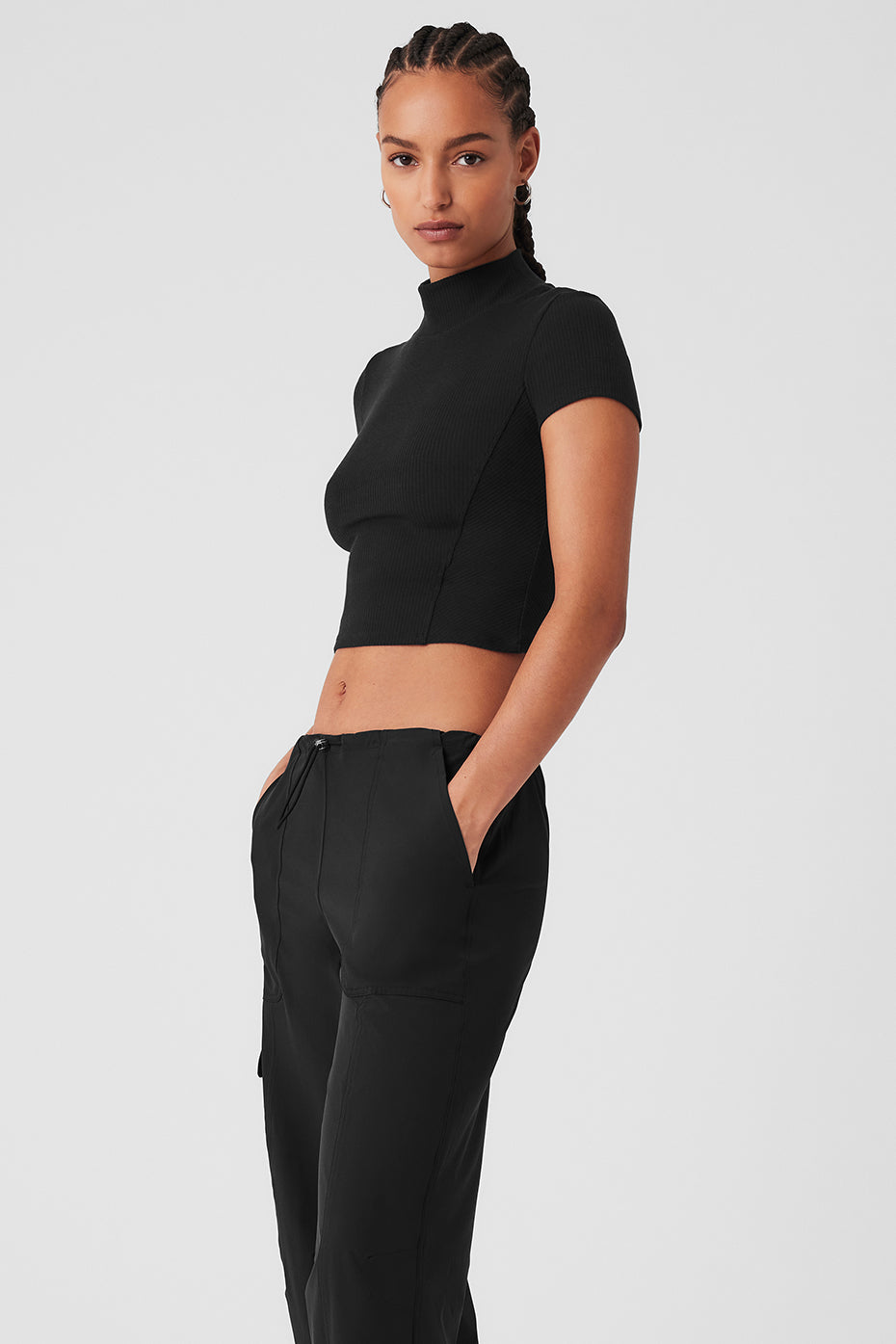 Wellness Rib Mock Neck Polished Short Sleeve