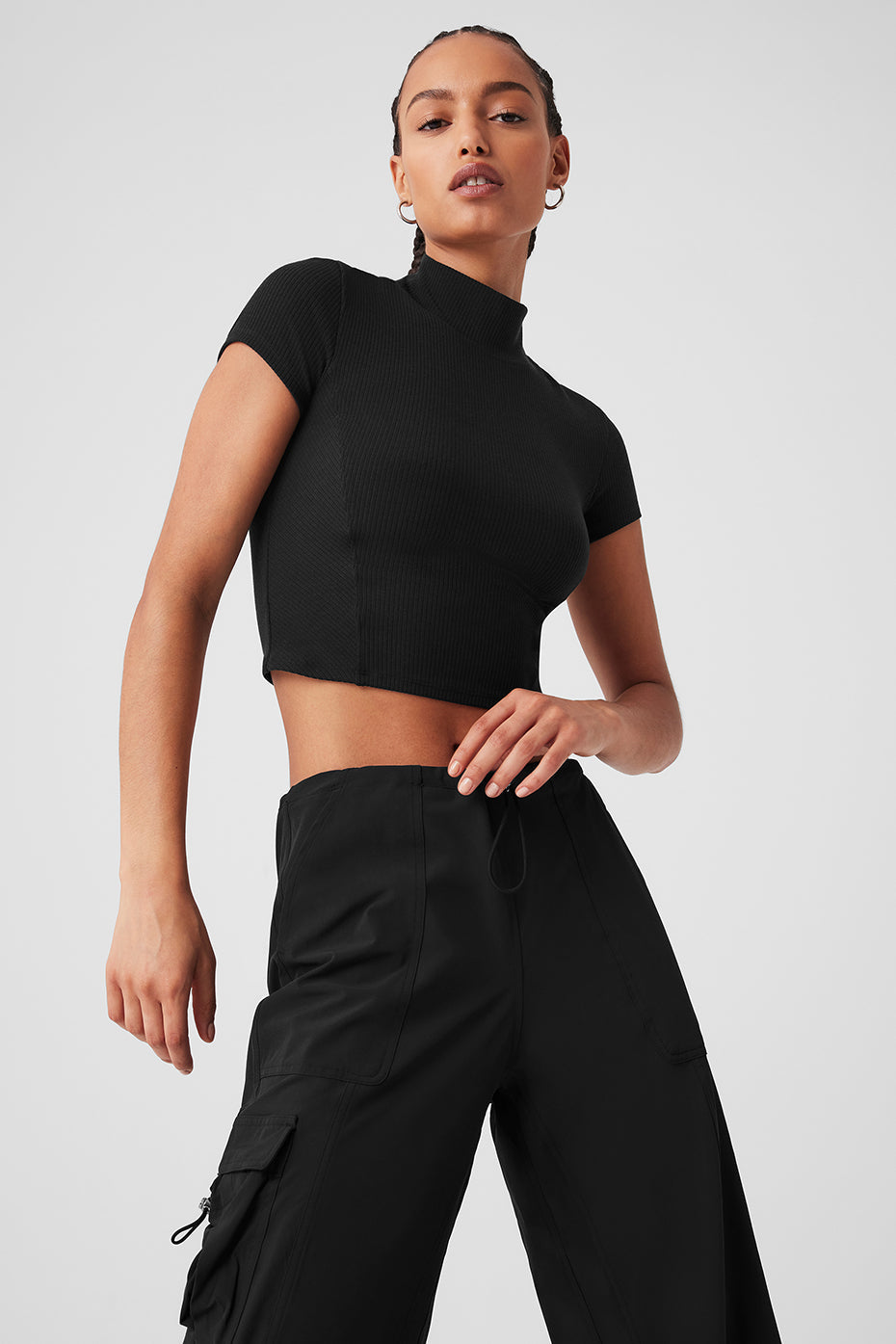Wellness Rib Mock Neck Polished Short Sleeve