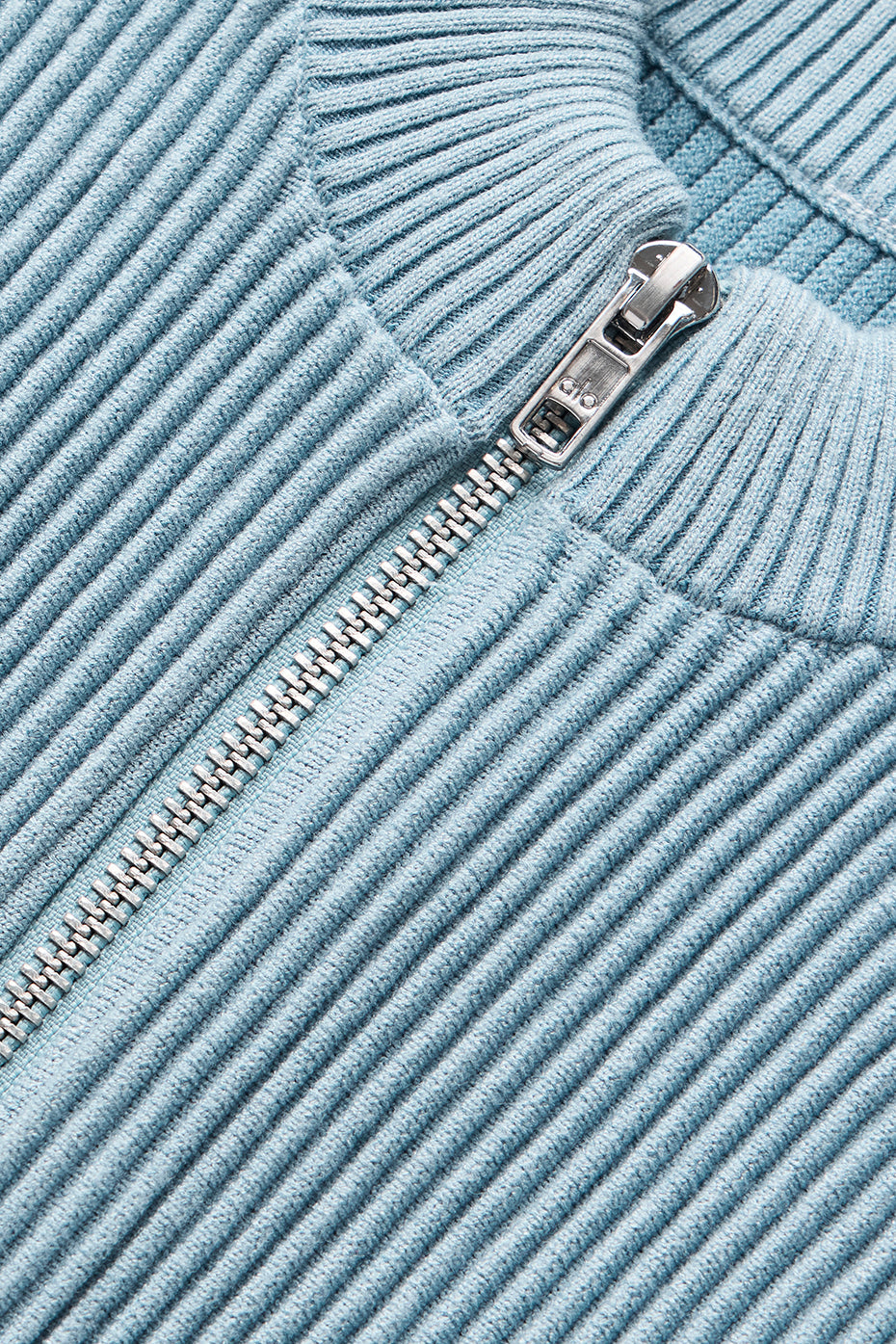 Denim Knit Sleeveless Full Zip Top