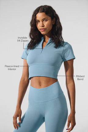 Seamless Winter Warm Plush Cropped Short Sleeve