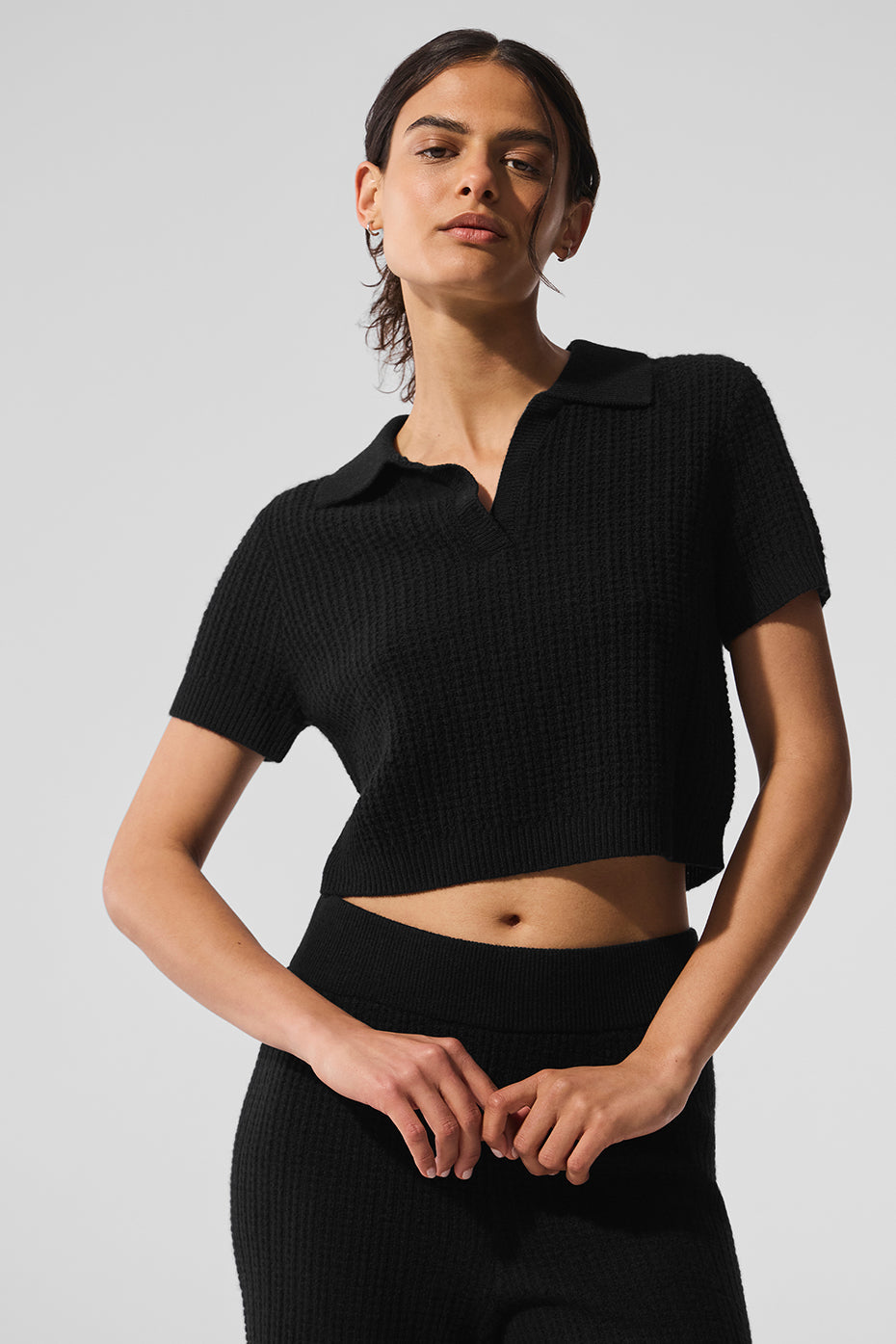 Cashmere Plush Waffle Polo Tee