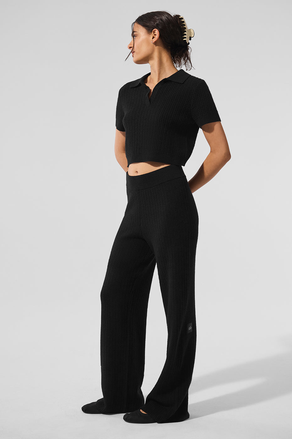 Cashmere Plush Waffle Polo Tee